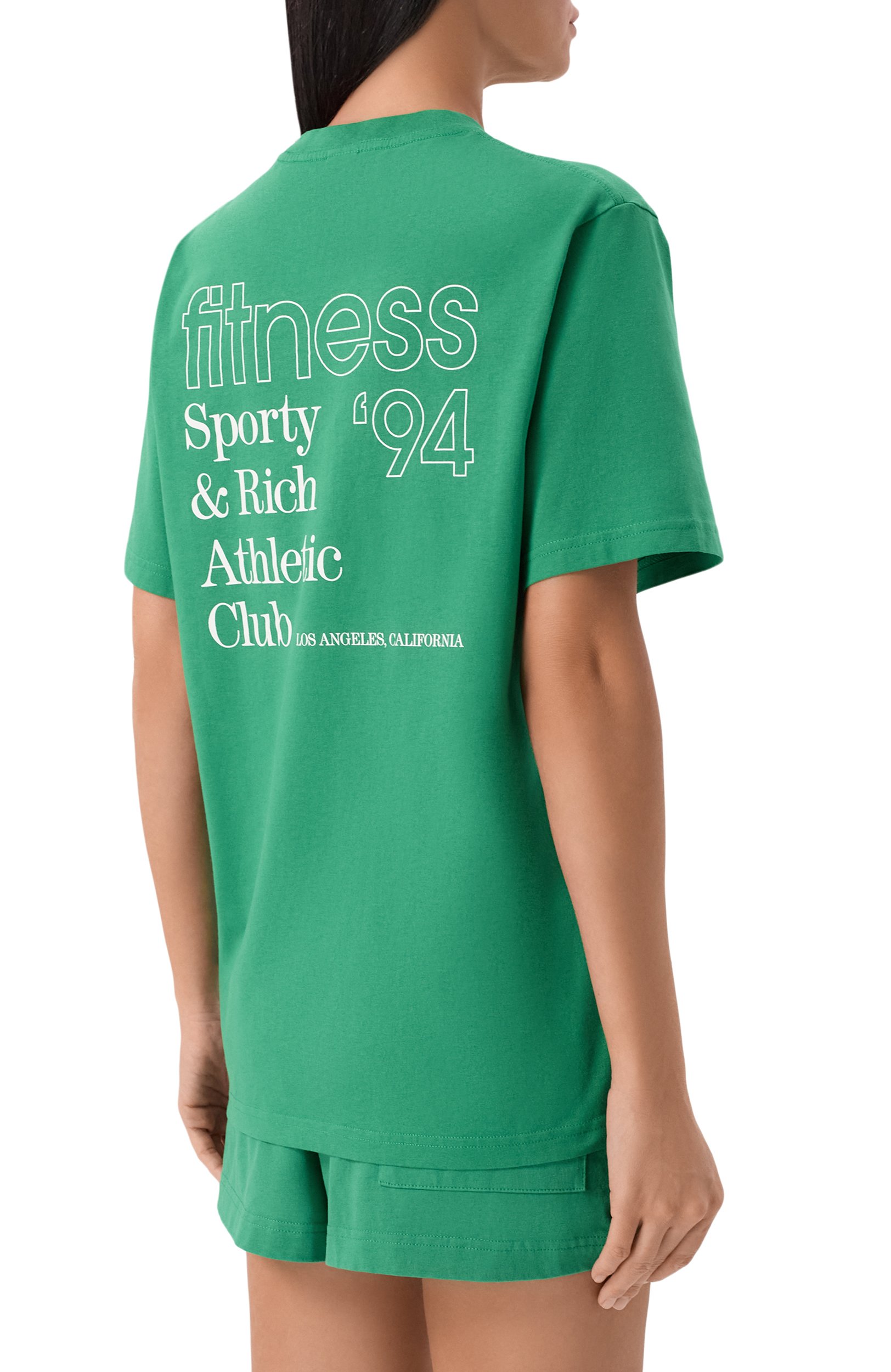 Хлопковая футболка SPORTY AND RICH зеленого цвета по цене 12150 руб., арт. T011973086GR19, фото 4 Хлопковая футболка SPORTY AND RICH, арт. T011973086GR19, фото 4
