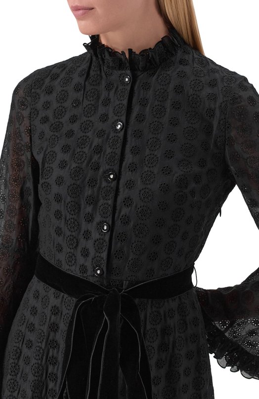 Хлопковое платье Valentino 7B3VAFU5/9EU Чёрный  7B3VAFU5/9EU Фото 4