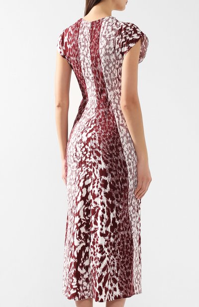 Платье с принтом VICTORIA BECKHAM бордового цвета по цене 126000 руб., арт. DR MID 6725 PSS19 CADY LE0PARD PRINT, фото 4 Платье с принтом VICTORIA BECKHAM, арт. DR MID 6725 PSS19 CADY LE0PARD PRINT, фото 4