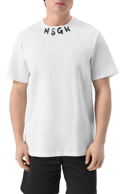 Хлопковая футболка MSGM белого цвета по цене 11300 руб., арт. 3840MM102/257002, фото 3 Хлопковая футболка MSGM, арт. 3840MM102/257002, фото 3