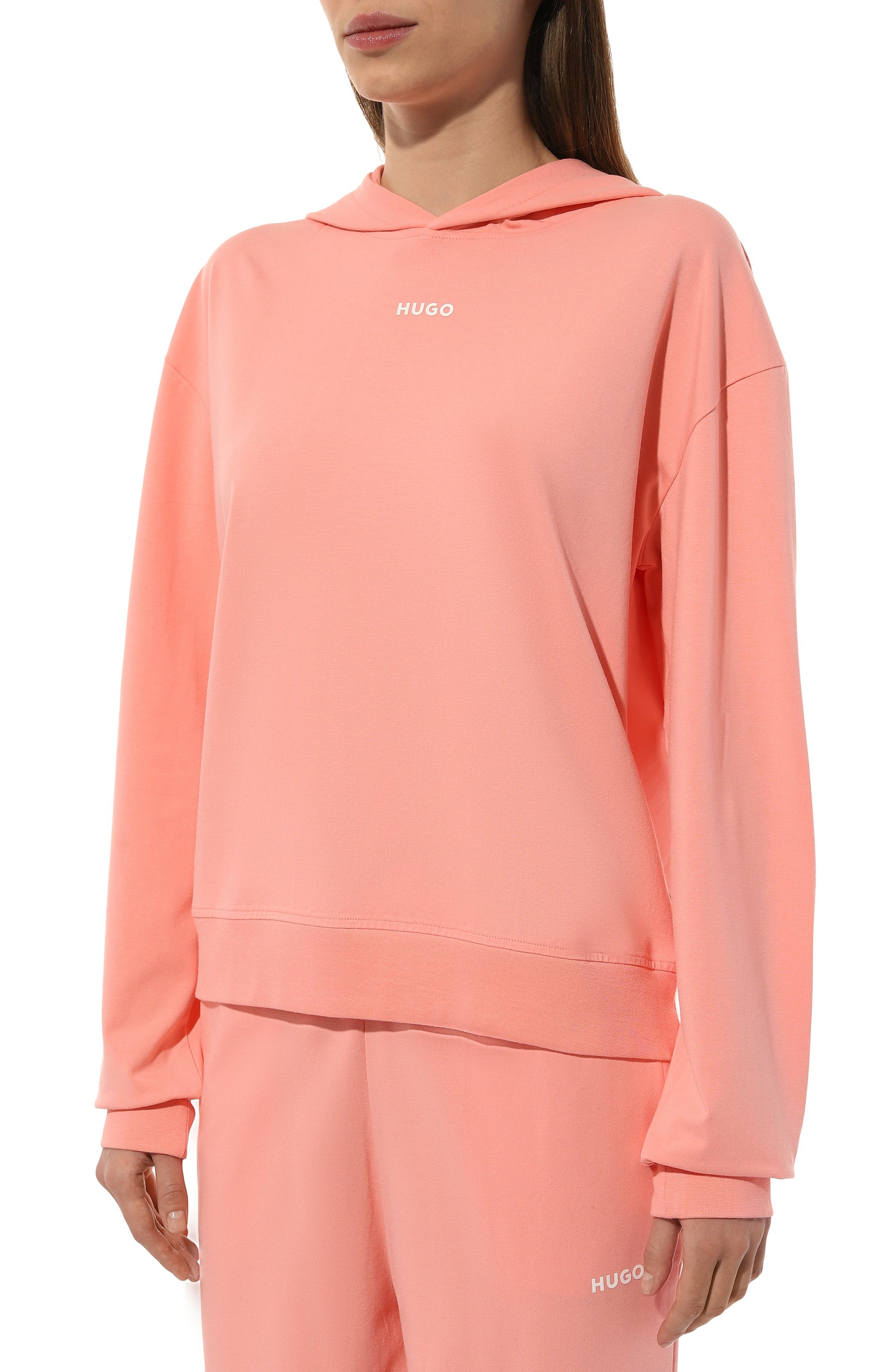 Хлопковое худи HUGO розового цвета по цене 9495 руб., арт. 50490594, фото 3 Хлопковое худи HUGO, арт. 50490594, фото 3