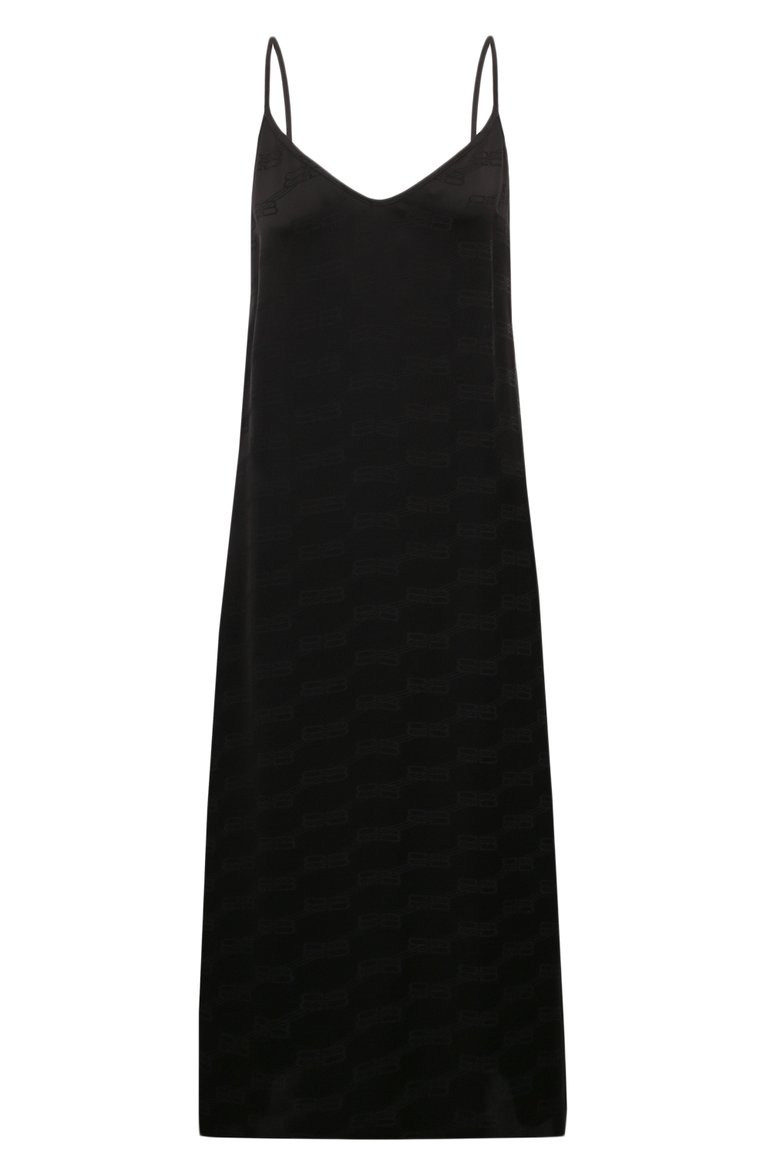 Женское платье из вискозы BALENCIAGA черного цвета, арт. 752130/3D4B7 | Фото 1 (Длина Ж (юбки, платья, шорты): Миди; Материал внешний: Вискоза; Женское Кросс-КТ: Платье-одежда; Стили: Кэжуэл; Случай: Повседневный)