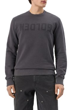 Мужской хлопковый свитшот GOLDEN GOOSE DELUXE BRAND темно-серого цвета, арт. GMP01223.P000642 | Фото 3 (Рукава: Длинные; Длина (для топов): Стандартные; Материал внешний: Хлопок; Стили: Кэжуэл; Принт: С принтом; Мужское Кросс-КТ: свитшот-одежда)