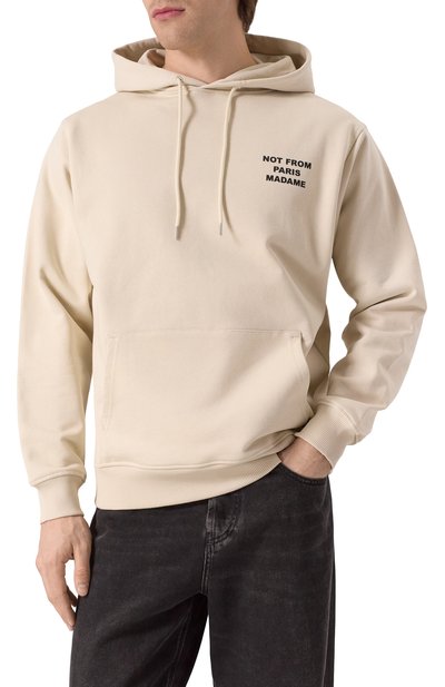 Хлопковое худи DROLE DE MONSIEUR бежевого цвета по цене 31400 руб., арт. PERM-H0162-C0127-MT, фото 3 Хлопковое худи DROLE DE MONSIEUR, арт. PERM-H0162-C0127-MT, фото 3