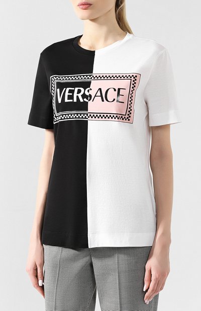 Хлопковая футболка VERSACE разноцветного цвета по цене 61850 руб., арт. A82248/A201952, фото 3 Хлопковая футболка VERSACE, арт. A82248/A201952, фото 3