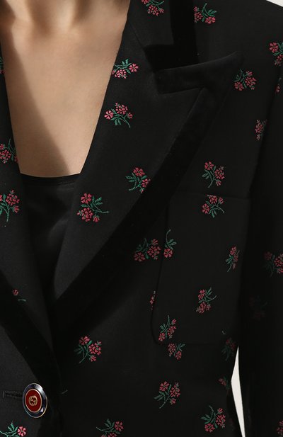 Приталенный жакет из смеси хлопка и шерсти GUCCI черного цвета по цене 162500 руб., арт. 476301/ZJM83, фото 5 Приталенный жакет из смеси хлопка и шерсти GUCCI, арт. 476301/ZJM83, фото 5