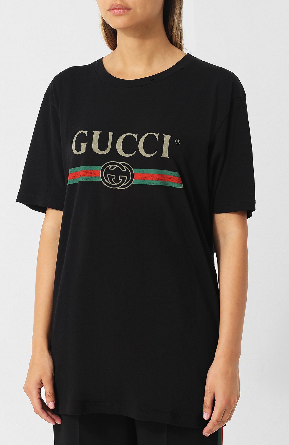 Хлопковая футболка GUCCI черного цвета по цене 53200 руб., арт. 457095/X5L89, фото 3 Хлопковая футболка GUCCI, арт. 457095/X5L89, фото 3
