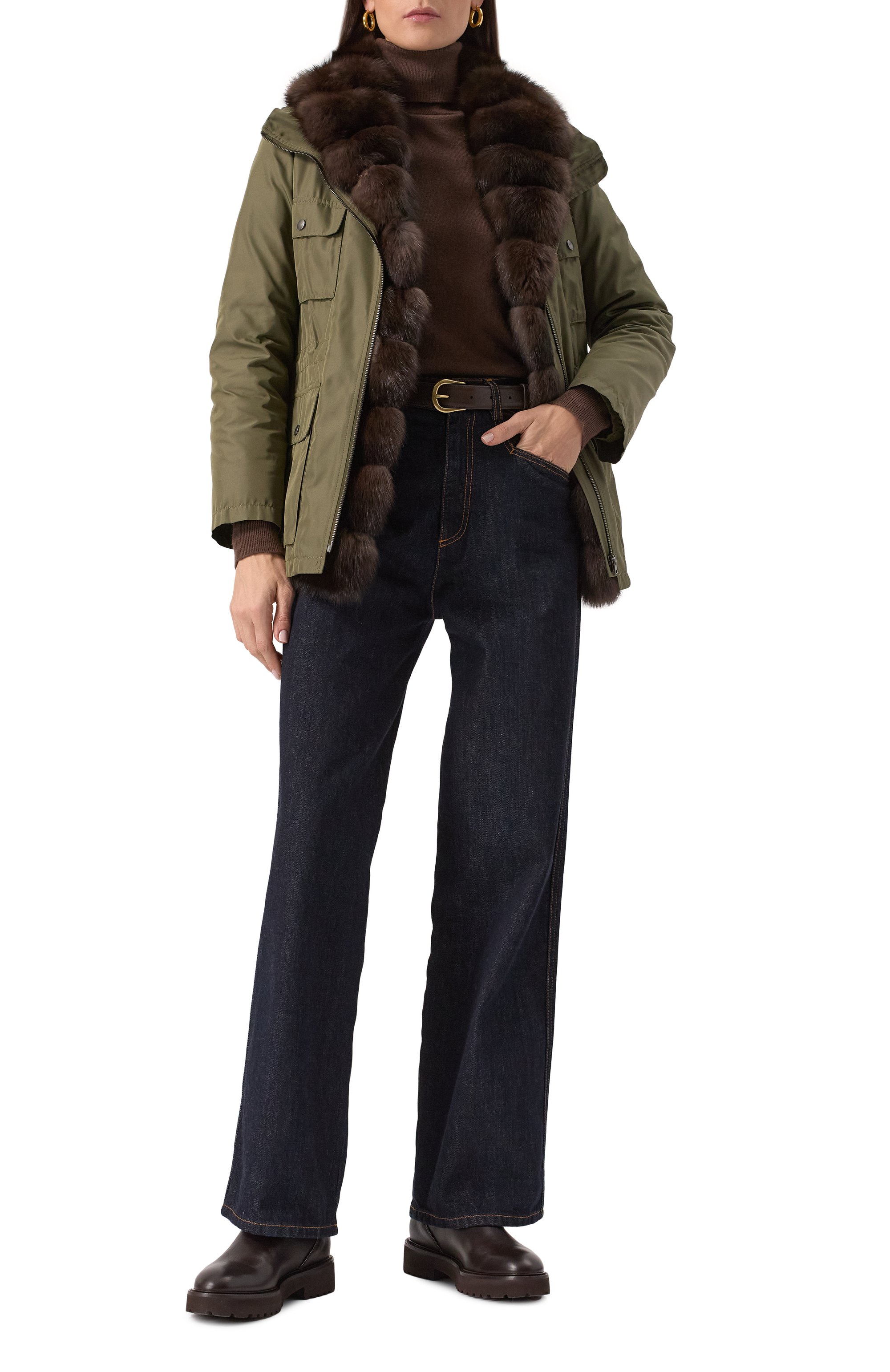 Пуховая парка с отделкой из меха соболя YVES SALOMON, арт. 20WYV05371ZIRV, фото 2