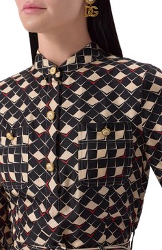 Женское шелковое платье VALENTINO разноцветного цвета, арт. 6B3VAF61943 | Фото 5 (Драгоценные камни: Проставлено; Материал сплава: Проставлено; Материал внешний: Шелк; Длина Ж (юбки, платья, шорты): Миди; Рукава: Длинные; Стили: Кэжуэл; Женское Кросс-КТ: Платье-одежда; Случай: Повседневный)