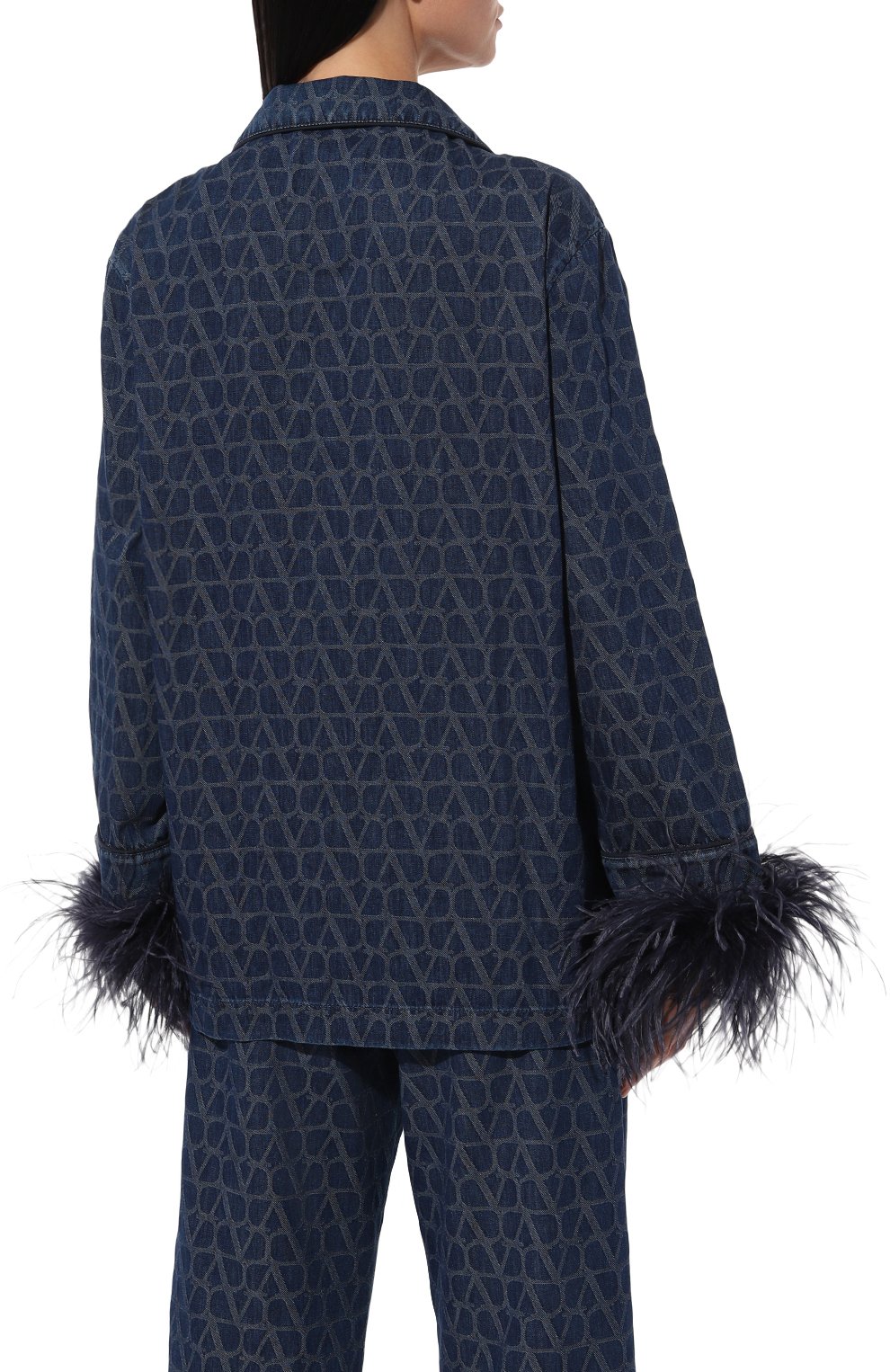 Джинсовый жакет с отделкой перьями VALENTINO, арт. 5B3DB01V8M9, фото 4