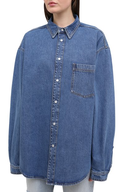 Джинсовая рубашка VETEMENTS синего цвета по цене 145500 руб., арт. UAH21SH043 2801/W, фото 3 Джинсовая рубашка VETEMENTS, арт. UAH21SH043 2801/W, фото 3