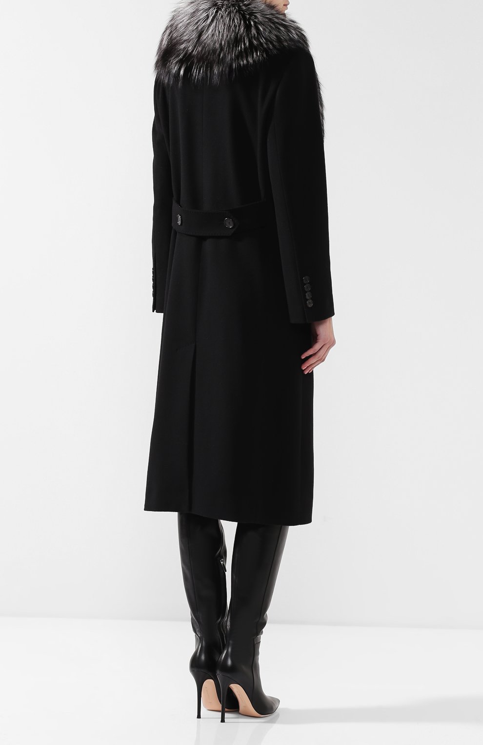 Шерстяное пальто с воротником из меха лисы DOLCE & GABBANA, арт. I0479W/FU3A1, фото 4