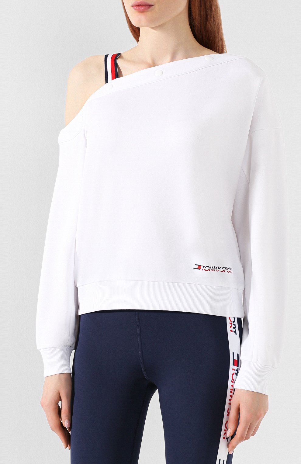 Свитшот на одно плечо TOMMY SPORT белого цвета по цене 7990 руб., арт. S10S100025, фото 3 Свитшот на одно плечо TOMMY SPORT, арт. S10S100025, фото 3