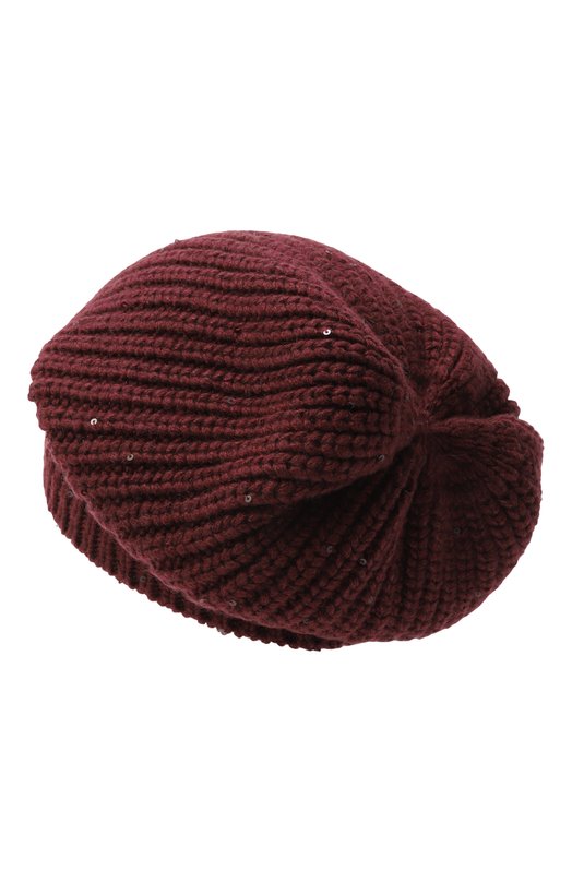 Шапка из кашемира и шелка Brunello Cucinelli M32373999 Бордовый  M32373999 Фото 2