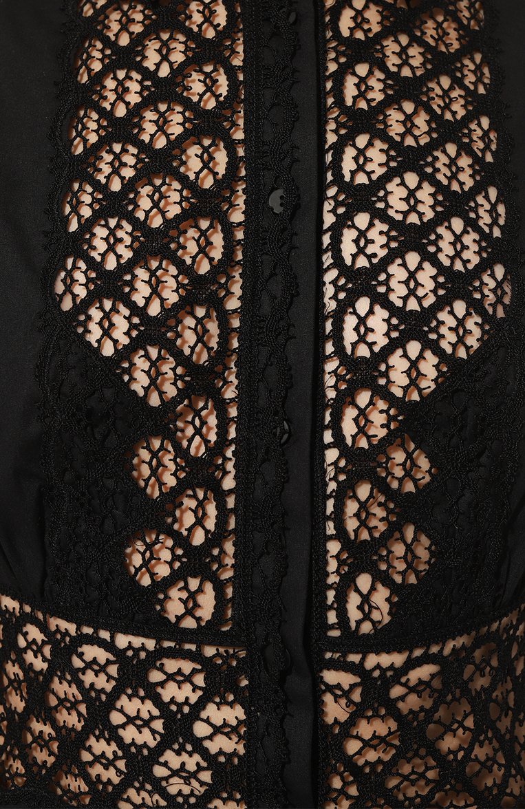 Женское хлопковое платье ERMANNO SCERVINO черного цвета, арт. D444K302JHL | Фото 5 (Материал внешний: Хлопок; Длина Ж (юбки, платья, шорты): Макси; Женское Кросс-КТ: Платье-пляжная одежда; Стили: Романтичный; Рукава: Без рукавов)
