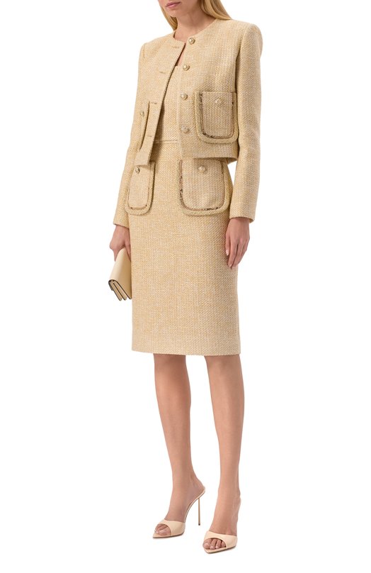 Твидовый жакет Elie Saab J0248/TWC01 Бежевый  J0248/TWC01 Фото 2