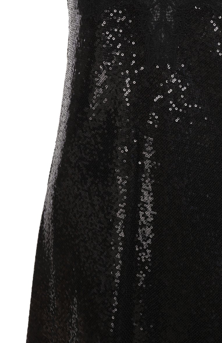 Женское платье с отделкой пайетками THE KOOPLES черного цвета, арт. FR0B30018K | Фото 6 (Длина Ж (юбки, платья, шорты): Макси; Материал сплава: Проставлено; Драгоценные камни: Проставлено; Женское Кросс-КТ: Платье-одежда; Случай: Коктейльный; Стили: Гламурный; Рукава: На бретелях; Материал внешний: Синтетический материал)