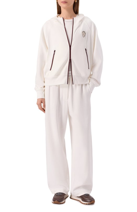 Хлопковая толстовка Brunello Cucinelli MG927VD106 Белый  MG927VD106 Фото 2