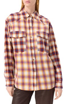 Женская хлопковая рубашка ISABEL MARANT ETOILE разноцветного цвета, арт. 24ACH0175FA-B3I01E/B3I01E | Фото 3 (Длина (для топов): Удлиненные; Рукава: Длинные; Материал внешний: Хлопок; Принт: С принтом, Клетка; Женское Кросс-КТ: Рубашка-одежда; Стили: Кэжуэл; Автоматизация ТО: Проставлено; Автоматизация состава: Проставлено)