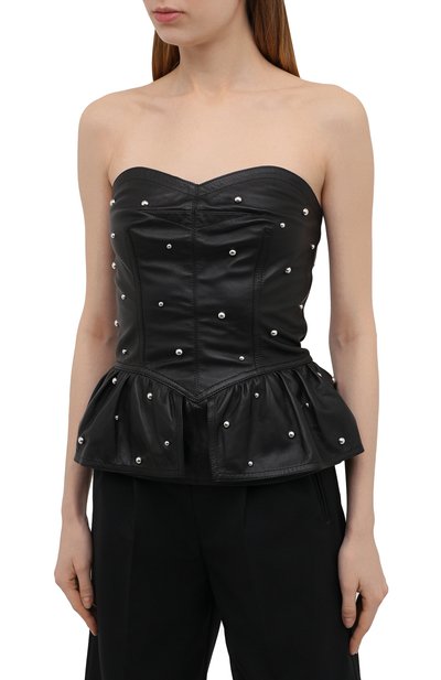 Кожаный топ ISABEL MARANT черного цвета по цене 236000 руб., арт. HT2120-21E001I/AZINA, фото 3 Кожаный топ ISABEL MARANT, арт. HT2120-21E001I/AZINA, фото 3