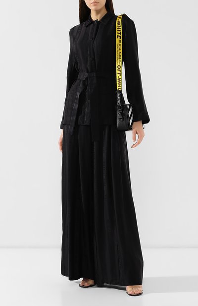 Блузка с поясом OFF-WHITE черного цвета по цене 66850 руб., арт. 0WGA051R19C850571000, фото 2 Блузка с поясом OFF-WHITE, арт. 0WGA051R19C850571000, фото 2