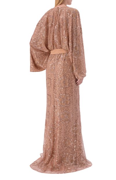 Платье с отделкой пайетками ELIE SAAB бежевого цвета по цене 599500 руб., арт. D1104NRC26/TU024, фото 3 Платье с отделкой пайетками ELIE SAAB, арт. D1104NRC26/TU024, фото 3