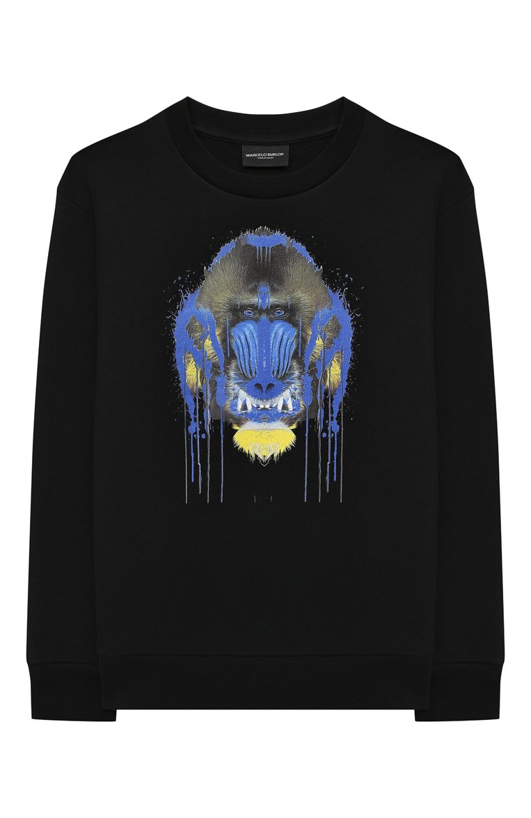 Детский хлопковый свитшот MARCELO BURLON KIDS OF MILAN черного цвета, арт. 21E/B/MB/2002/0020/2-6Y | Фото 1 (Рукава: Длинные; Мальчики Кросс-КТ: Толстовка-одежда, Свитшот-одежда; Материал внешний: Хлопок; Региональные ограничения белый список (Axapta Mercury): RU; Материал сплава: Проставлено; Драгоценные камни: Проставлено; Ростовка одежда: 6 лет | 116 см)