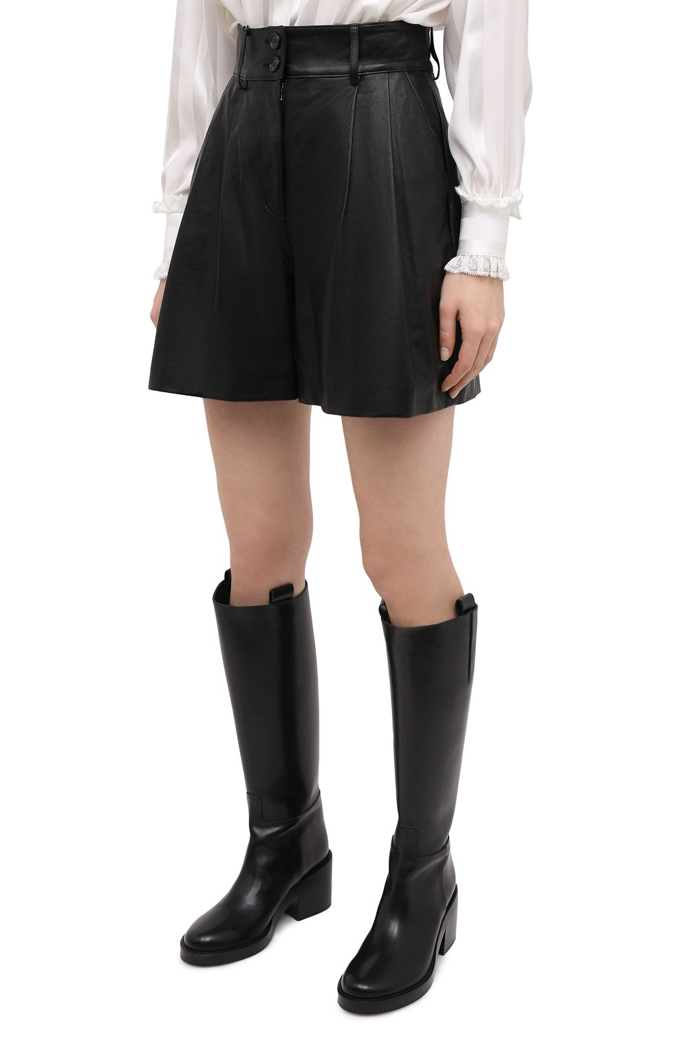 Кожаные шорты DOLCE & GABBANA черного цвета по цене 151500 руб., арт. FTBYSL/HULJ7, фото 3 Кожаные шорты DOLCE & GABBANA, арт. FTBYSL/HULJ7, фото 3