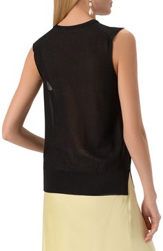 Женский топ из вискозы JIL SANDER черного цвета, арт. J01NC0157/J18337 | Фото 4 (Материал внешний: Вискоза; Драгоценные камни: Проставлено; Материал сплава: Проставлено; Длина (для топов): Стандартные; Рукава: Без рукавов; Стили: Минимализм)