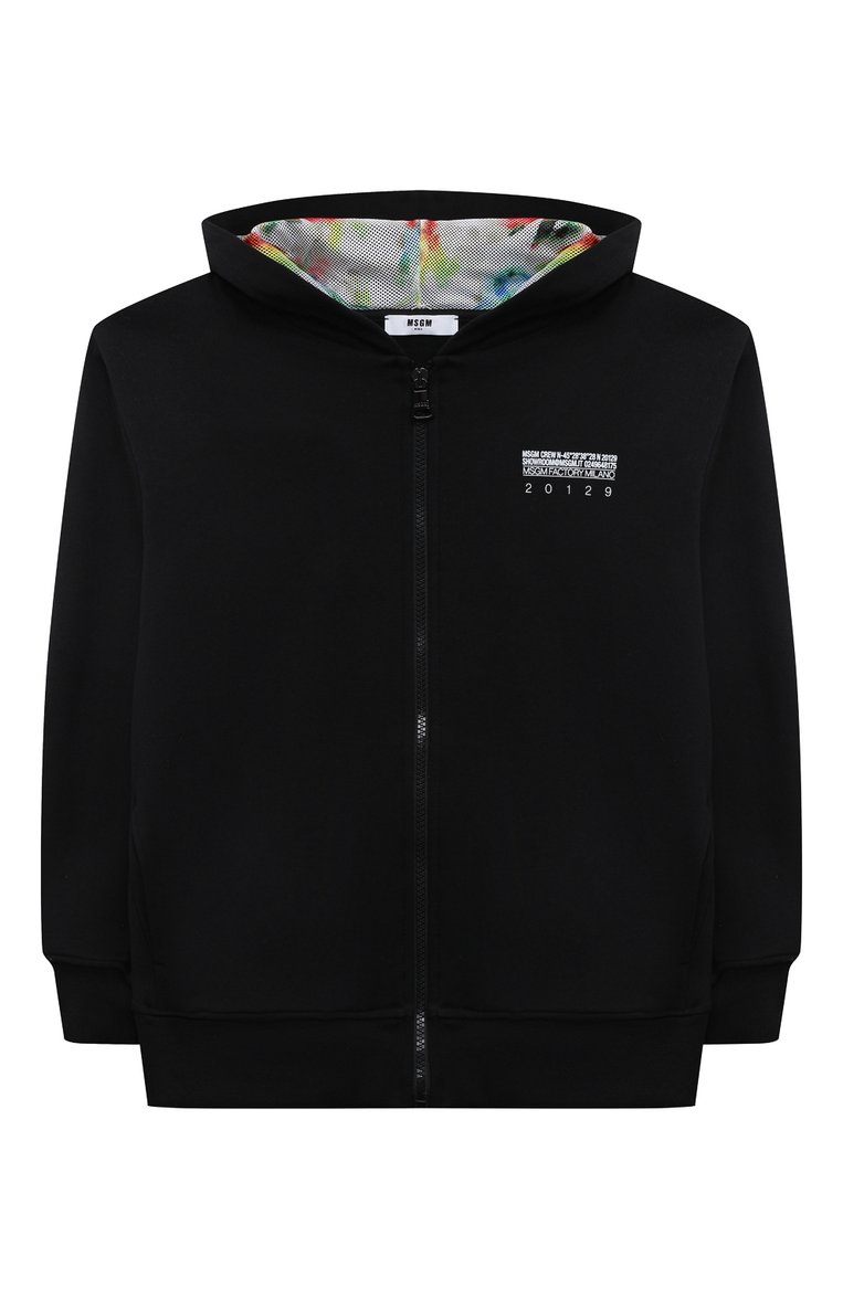 Детский хлопковая толстовка MSGM KIDS черного цвета, арт. S4MSJBZH218 | Фото 1 (Материал внешний: Хлопок; Ру�кава: Длинные; Мальчики Кросс-КТ: Толстовка-одежда; Ростовка одежда: 10 - 11 лет | 140 - 146см, 8 лет | 128 см, 13 - 15 лет | 158 см, 12 лет | 152 см, 6 лет | 116 см)