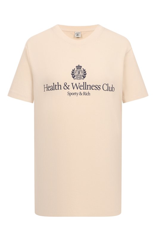 Хлопковая футболка Sporty and Rich T0043606241CR01 Бежевый T0043606241CR01
