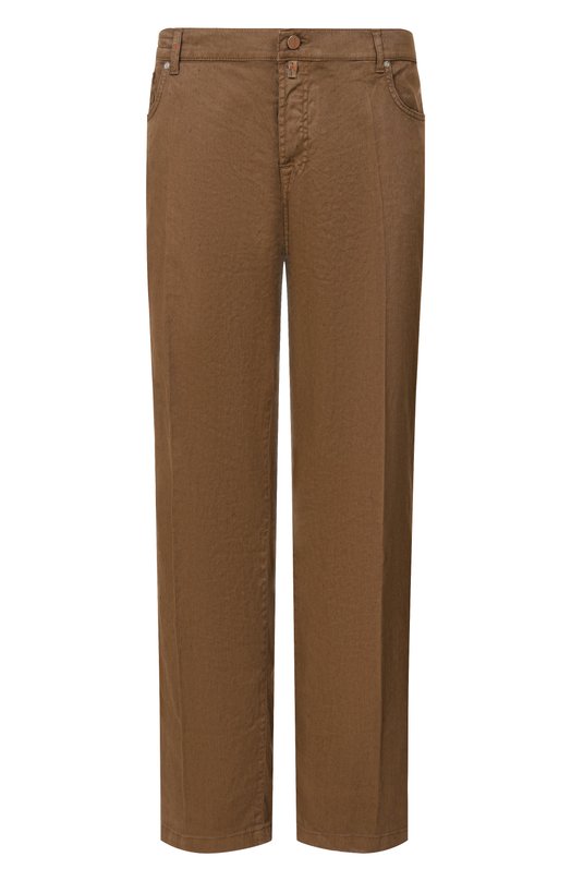 Брюки изо льна и хлопка Kiton UPR005LK0603H Коричневый UPR005LK0603H