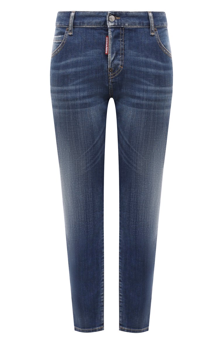 Женские джинсы cool girl DSQUARED2 голубого цвета, арт. S75LB0894/S30342 | Фото 1 (Длина (брюки, джинсы): Стандартные; Материал внешний: Хлопок, Деним; Стили: Кэжуэл; Детали: Потертости; Кросс-КТ: Деним)