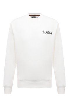 Мужской хлопковый свитшот ZEGNA белого цвета, арт. UD522A7/D872 | Фото 1 (Рукава: Длинные; Принт: Без принта; Длина (для топов): Стандартные; Мужское Кросс-КТ: свитшот-одежда; Материал сплава: Проставлено; Материал внешний: Хлопок; Драгоценные камни: Проставлено; Стили: Кэжуэл)