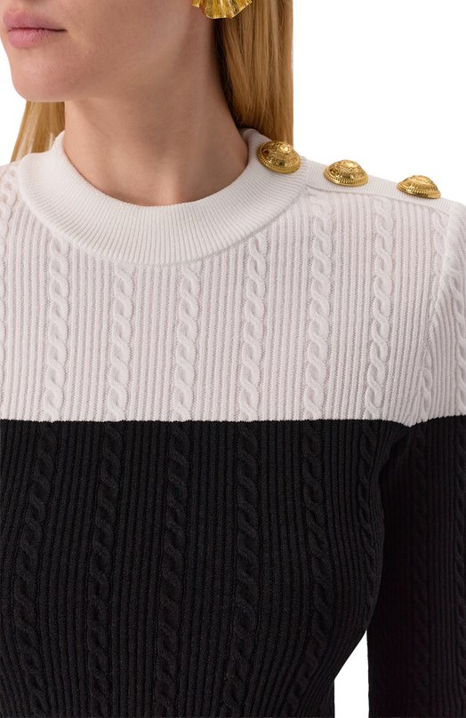 Пуловер из вискозы Balmain FF1KD002/KI50 Чёрно-белый  FF1KD002/KI50 Фото 5