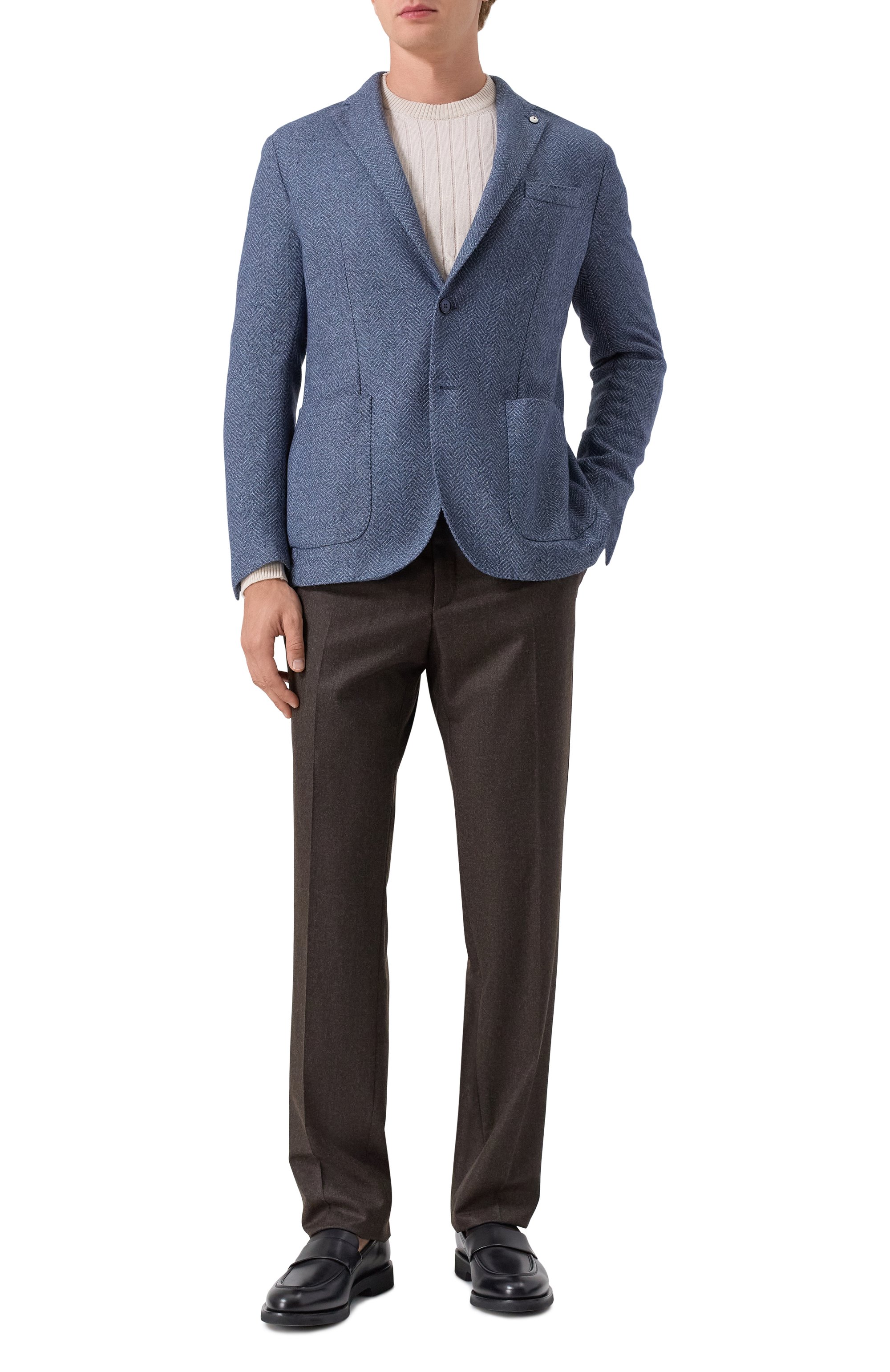 Пиджак из шерсти и хлопка L.B.M. 1911 синего цвета по цене 98550 руб., арт. 2887/55515, фото 2 Пиджак из шерсти и хлопка L.B.M. 1911, арт. 2887/55515, фото 2