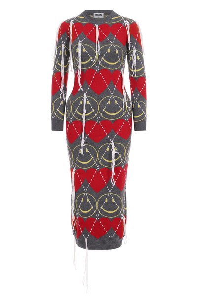 Женское платье из шерсти и вискозы moschino x smiley MOSCHINO, арт. A0484/5502
