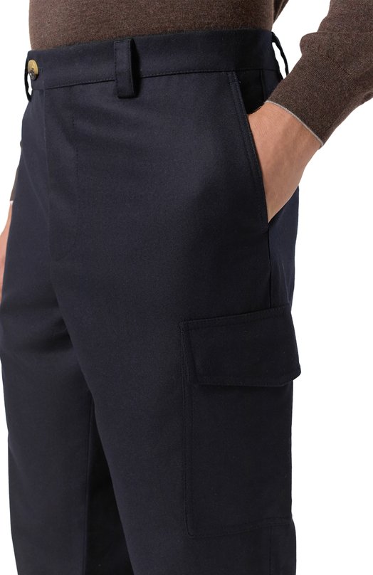Шерстяные брюки-карго Brunello Cucinelli M038PE1890 Синий  M038PE1890 Фото 5