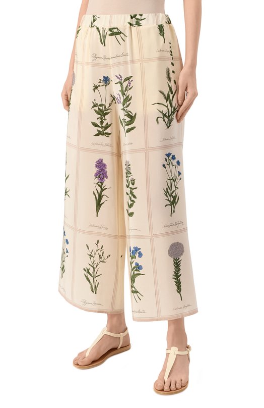 Шелковые брюки Weekend Max Mara L0RY Кремовый  L0RY Фото 3