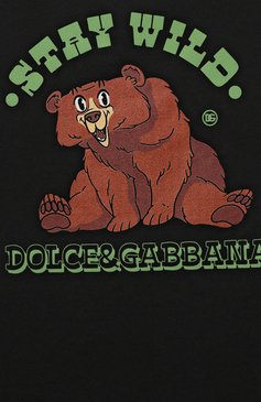 Детская хлопковая футболка DOLCE & GABBANA черного цвета, арт. L4JTEY/G7KD7/2-6 | Фото 3 (Рукава: Короткие; Материал сплава: Проставлено; Материал внешний: Хлопок; Мальчики Кросс-КТ: Футболка-одежда; Драгоценные камни: Проставлено)