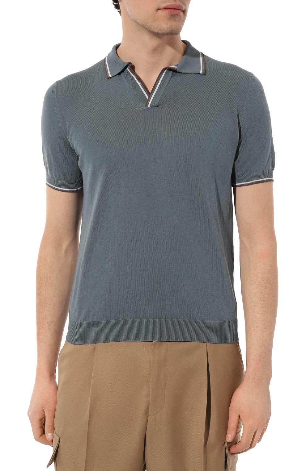 Хлопковое поло GRAN SASSO бирюзового цвета по цене 24950 руб., арт. 57132/20688, фото 3 Хлопковое поло GRAN SASSO, арт. 57132/20688, фото 3