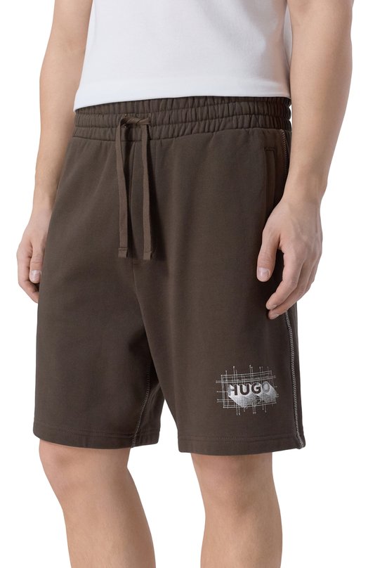 Хлопковые шорты HUGO Blue 50553499 Коричневый  50553499 Фото 3