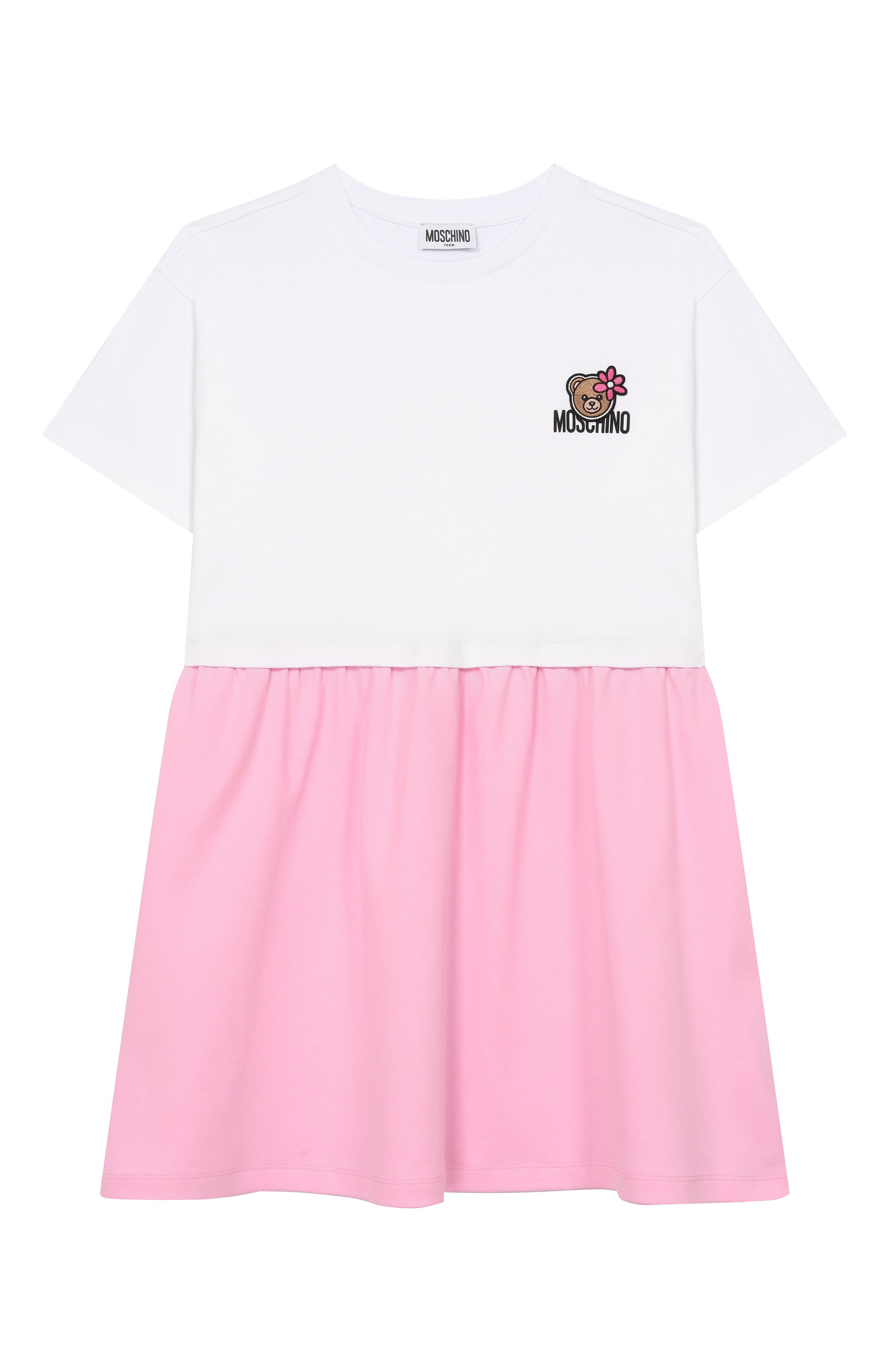 Хлопковое платье MOSCHINO розового цвета по цене 17150 руб., арт. HDV0HR/LAA43, фото 1 Хлопковое платье MOSCHINO, арт. HDV0HR/LAA43, фото 1