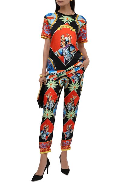 Шелковые джоггеры DOLCE & GABBANA разноцветного цвета по цене 120500 руб., арт. FTBPWT/FI1ND, фото 2 Шелковые джоггеры DOLCE & GABBANA, арт. FTBPWT/FI1ND, фото 2