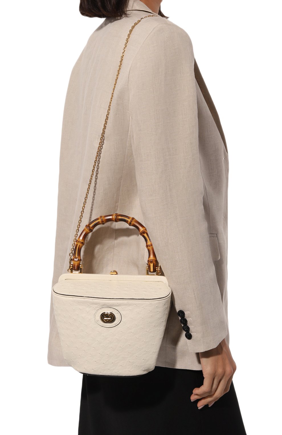 Сумка gucci bamboo из кожи страуса GUCCI, арт. 616437 EY00U, фото 8