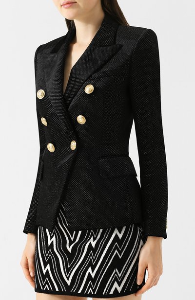 Приталенный двубортный жакет с контрастными пуговицами BALMAIN, арт. 147220/122C, фото 3