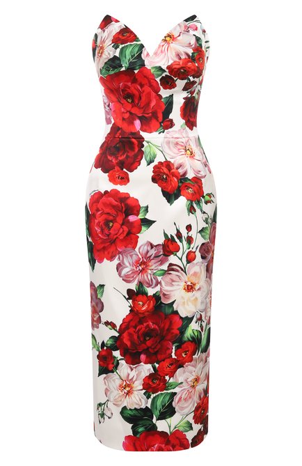 Женское атласное платье DOLCE & GABBANA красного цвета, арт. F6TURT/FSIB4 | Фото 1 (Автоматизация состава: Проставлено; Материал внешний: Вискоза; Длина Ж (юбки, платья, шорты): До колена; Автоматизация ТО: Проставлено)