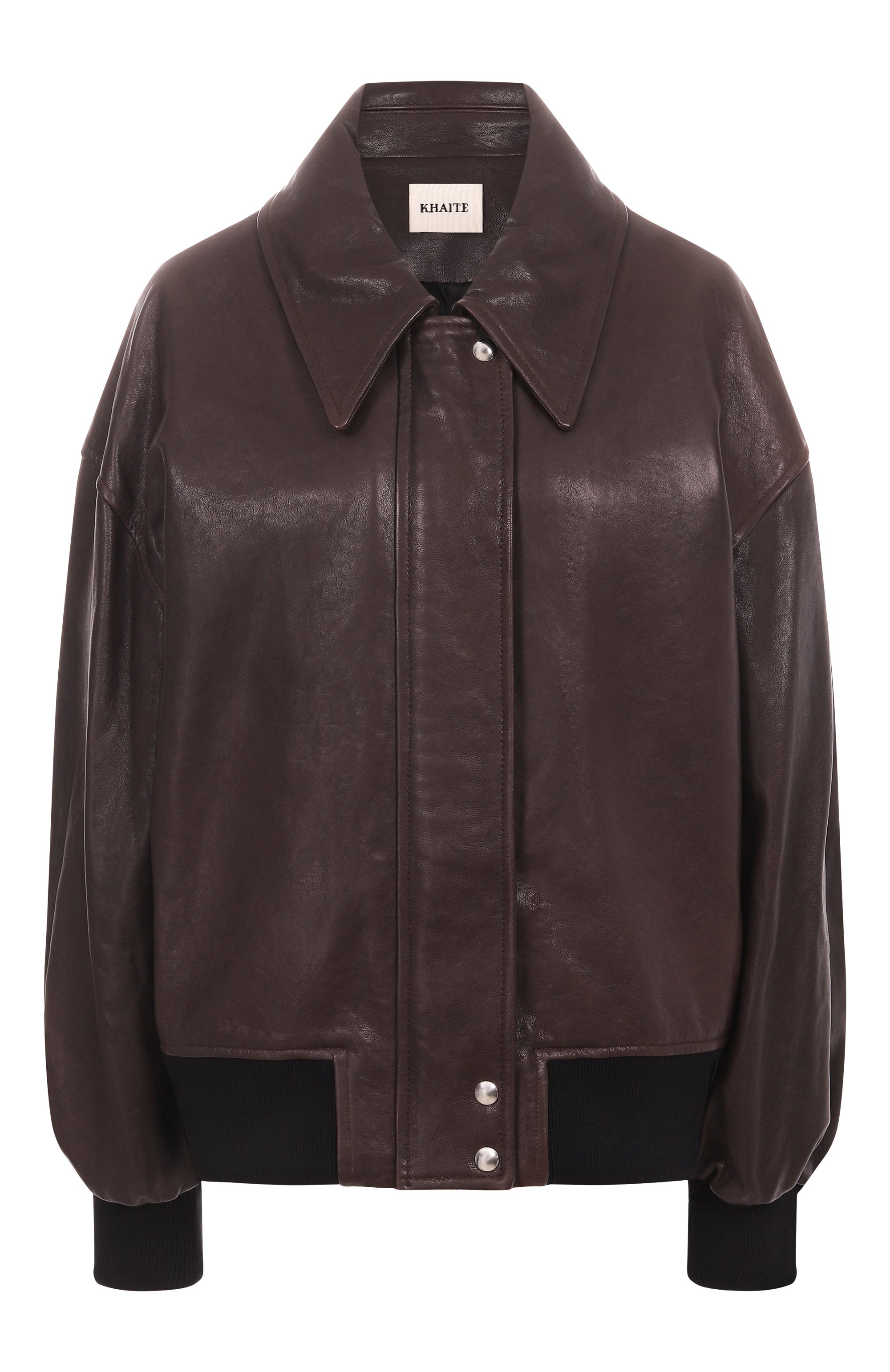 Кожаный бомбер KHAITE коричневого цвета по цене 593000 руб., арт. 6166729/L792, фото 1 Кожаный бомбер KHAITE, арт. 6166729/L792, фото 1