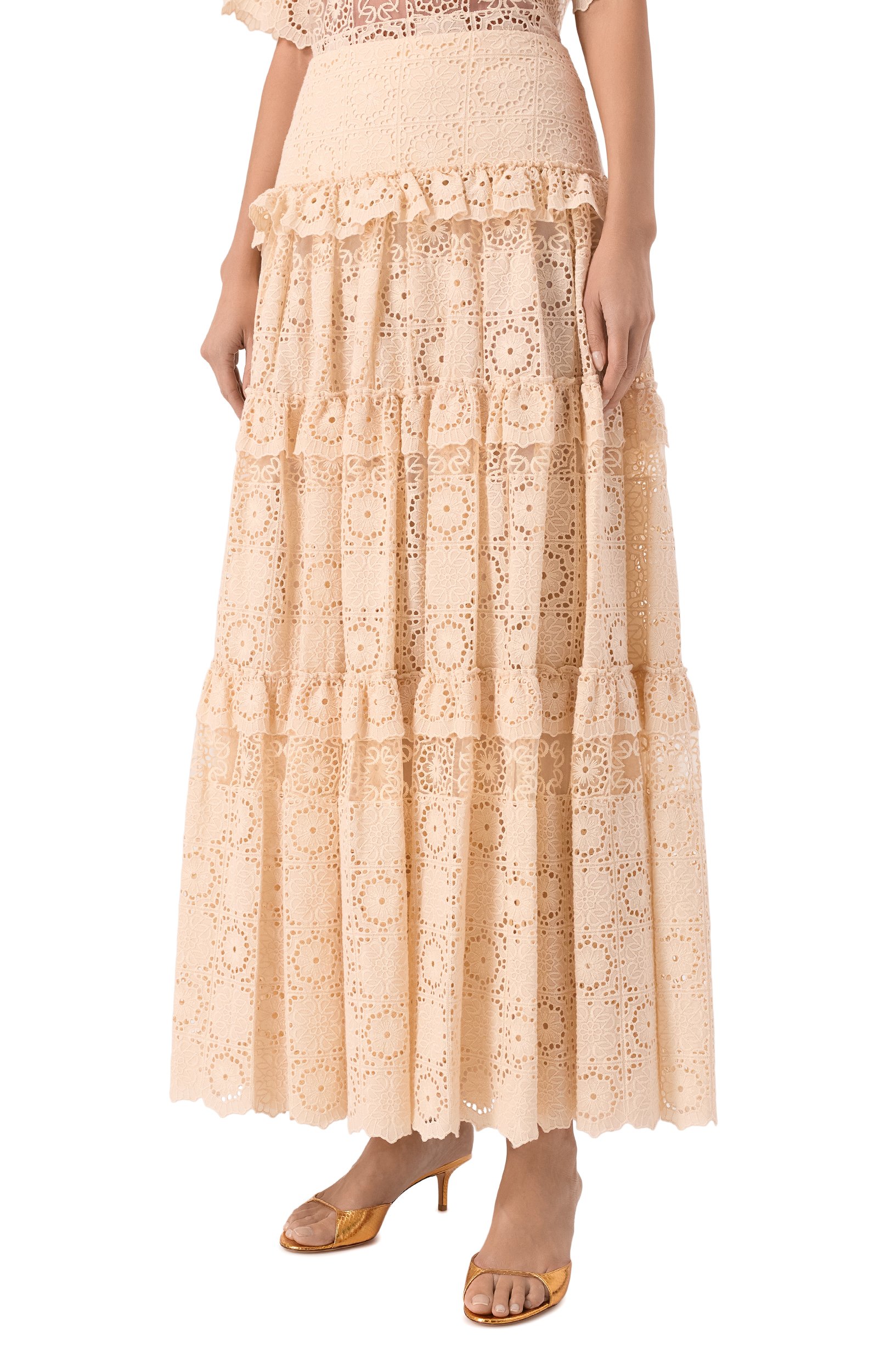 Юбка из хлопка и шелка ELIE SAAB, арт. SK291NBC26/C0EM1, фото 3