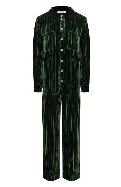 Костюм из вискозы и шелка KLEED LOUNGEWEAR темно-зеленого цвета по цене 66500 руб., арт. AW24PYJPL, фото 2 Костюм из вискозы и шелка KLEED LOUNGEWEAR, арт. AW24PYJPL, фото 2
